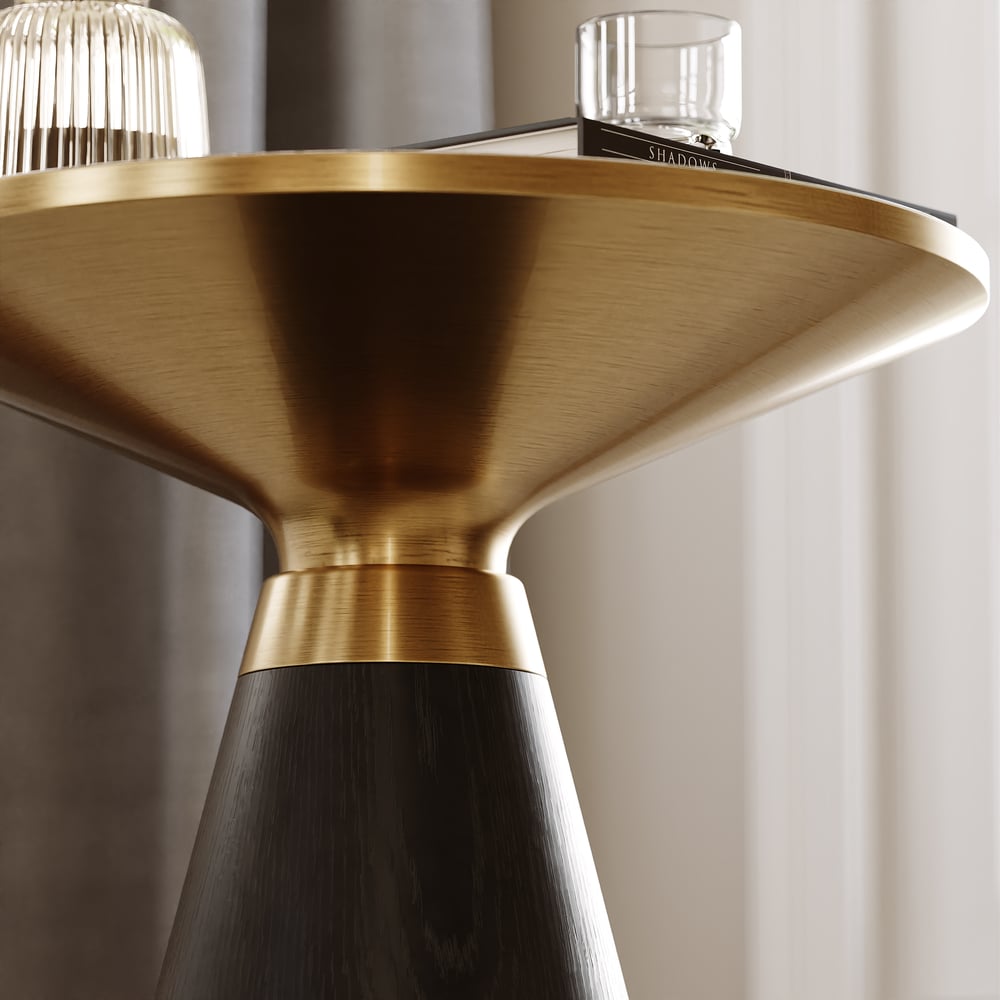 Round Black End Table with Sintered Stone Top window image