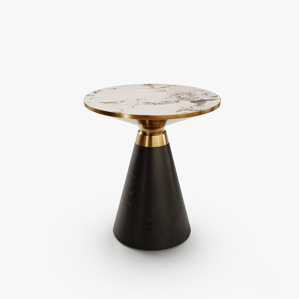 Round Black End Table with Sintered Stone Top window image