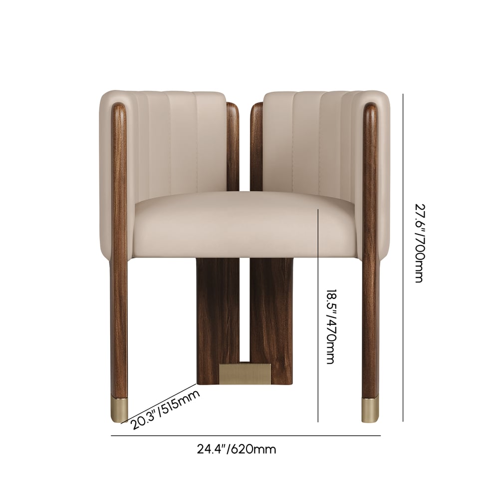 Faux Leather Fluted Upholstered Accent Chair with Wood Frame weights dimensions image