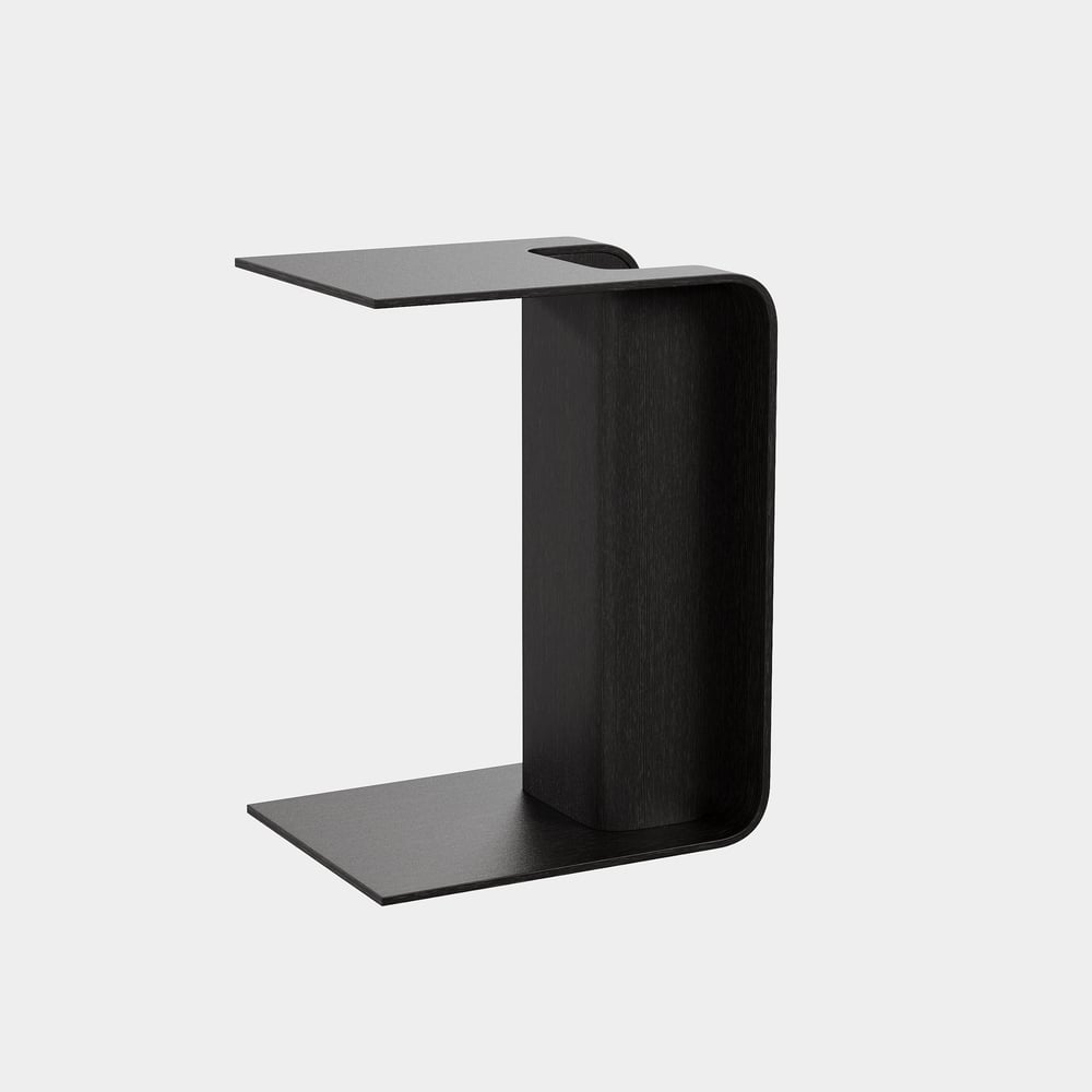 C-Shaped Black Convertible Wood Side Table with Storage window image