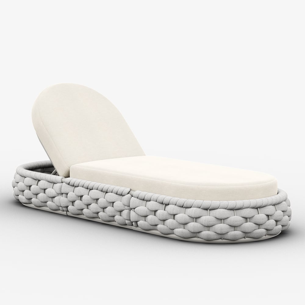 Tatta Woven Rope Outdoor Light Gray Adjustable Patio Chaise Lounge window image