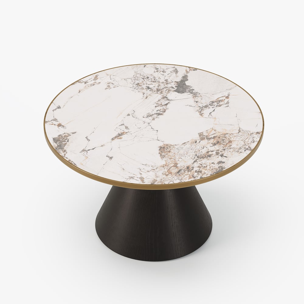 700mm kulatý černý slinutý kamenný konferenční stolek obrázek okna