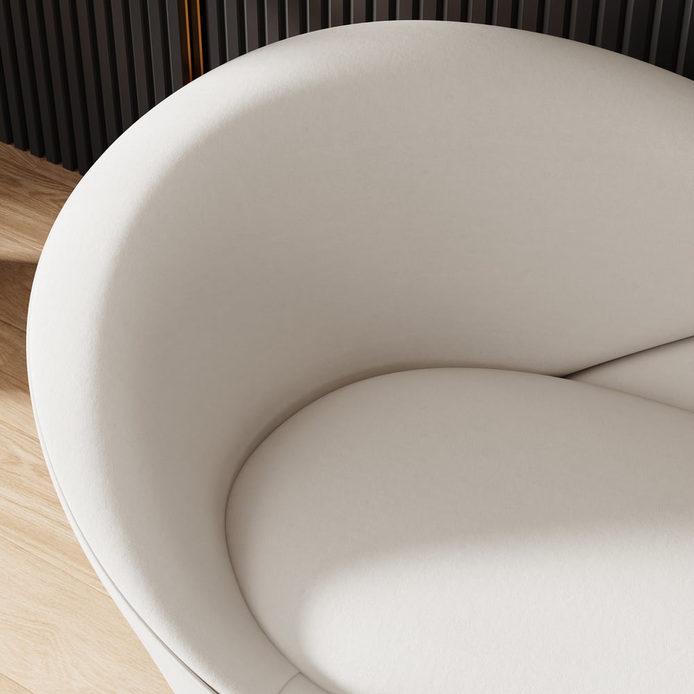 93" Modern White Velvet Upholstered Large 3-Seater Curved Sofa window image