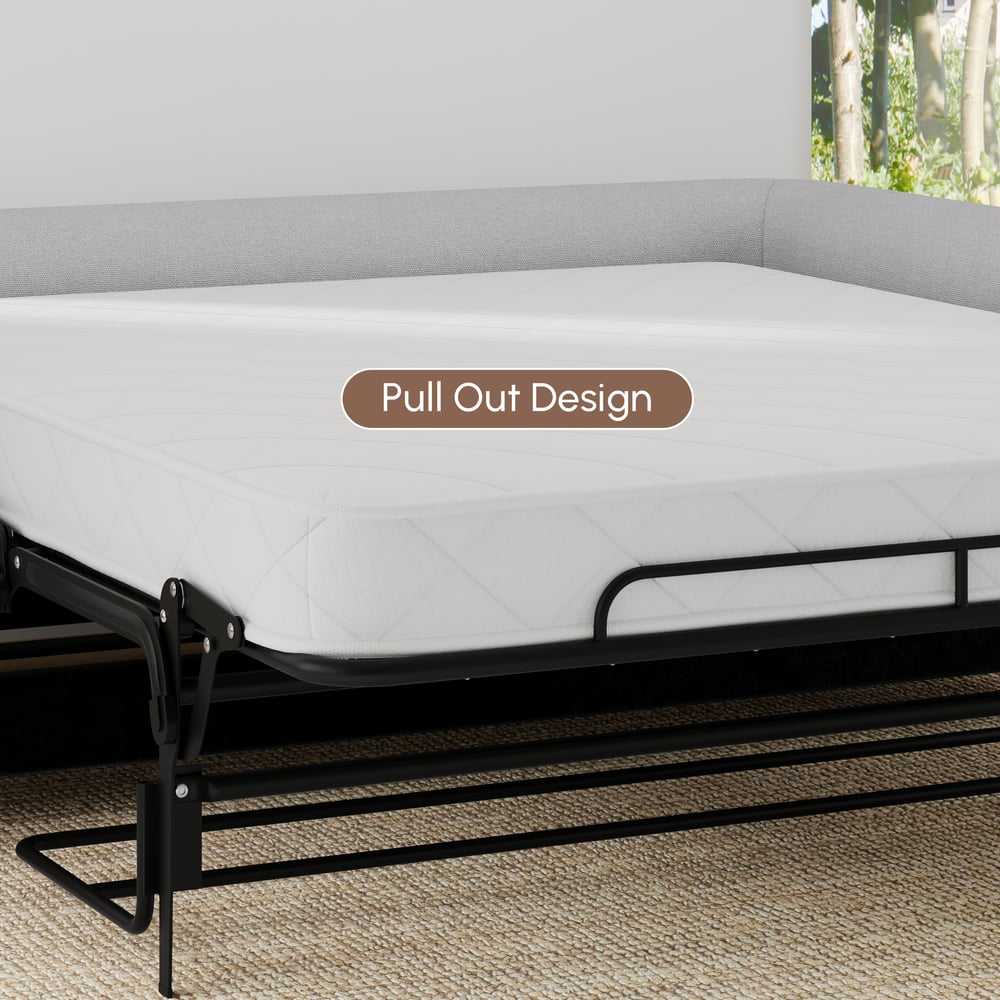 Curva Queen 3-Seater Sofa Bed Linen Pop Up Sleeper Sofa with Mattress window image