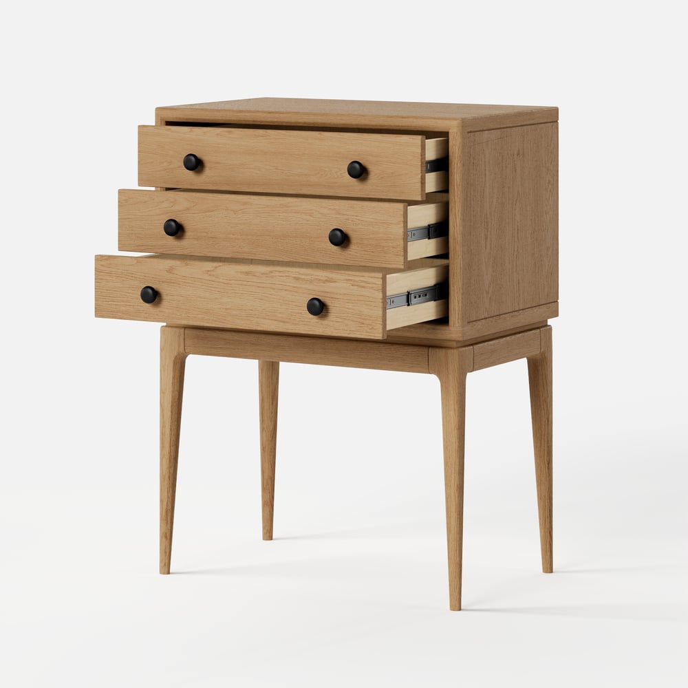 Tanic Mid Century Modern Chest Cabinet with Storage 3 Drawers of Ash Wood window image