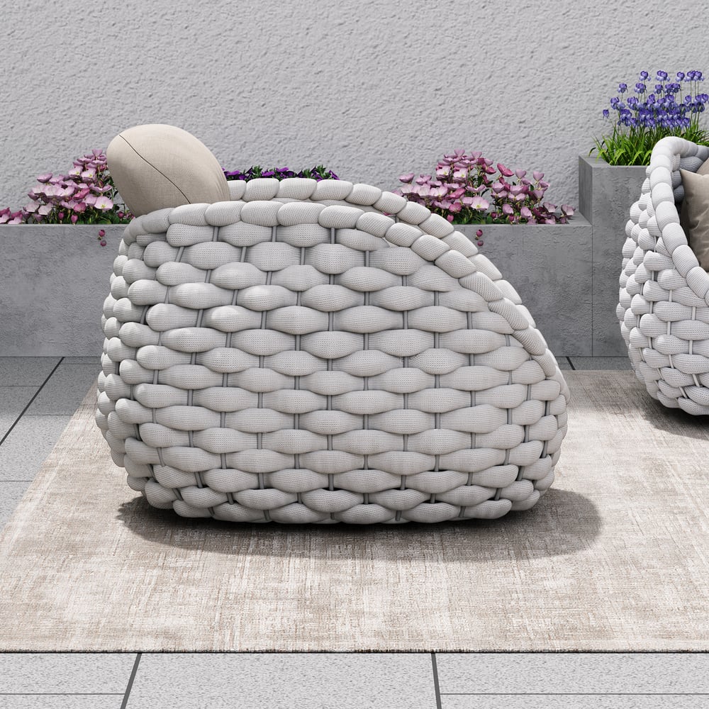 Tatta Outdoor Woven Rope Rotatable Swivel Base Chair window image