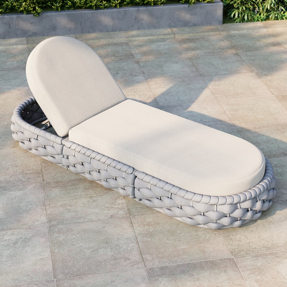 Tatta Woven Rope Outdoor Light Gray Adjustable Patio Chaise Lounge window image