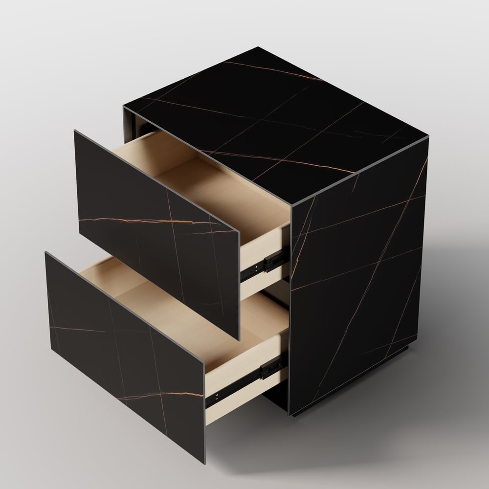 24" Sintered Stone 2-Drawer Floor Nightstand Set of 2 window image