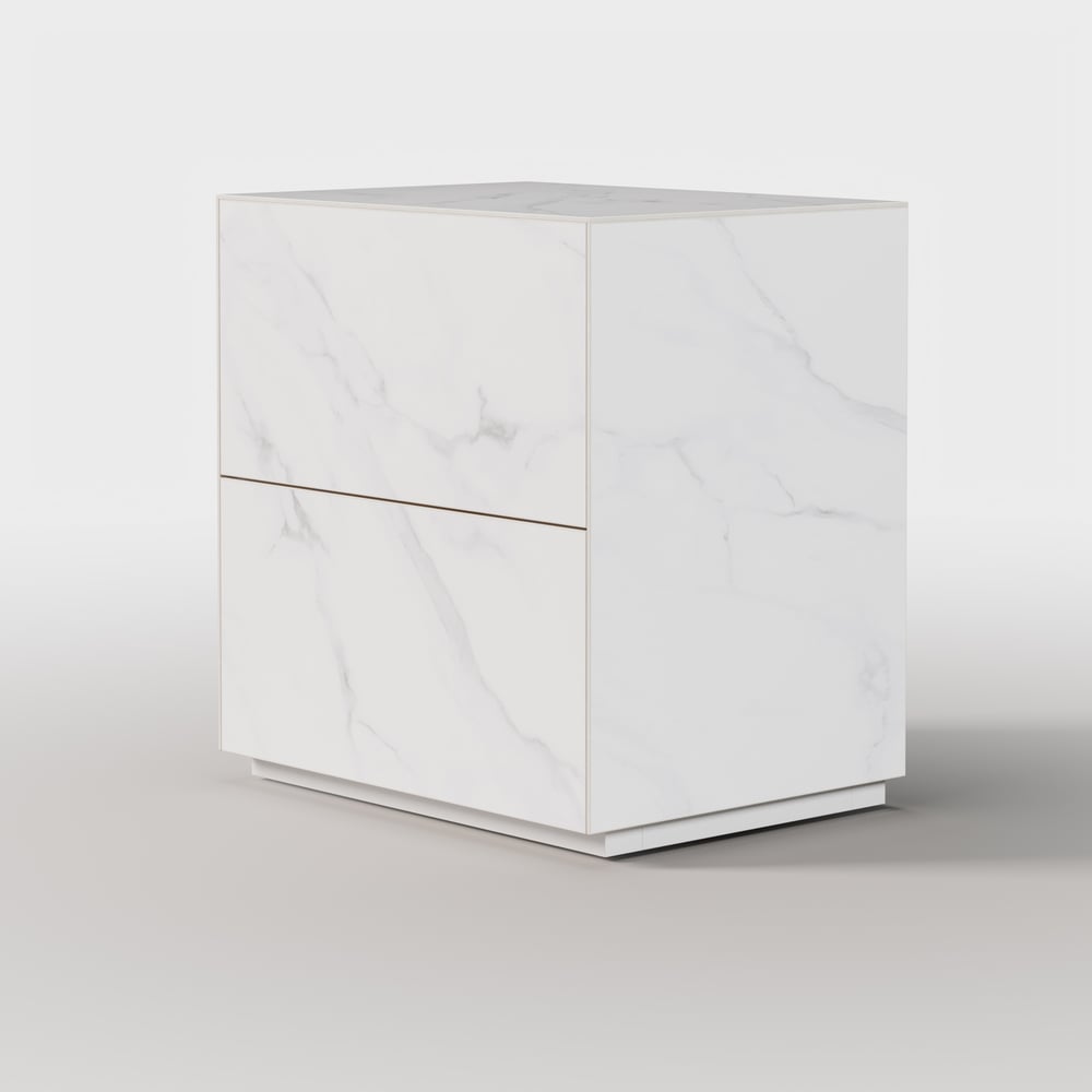 24" Sintered Stone Floor Nightstand with Drawer Set of 2 window image