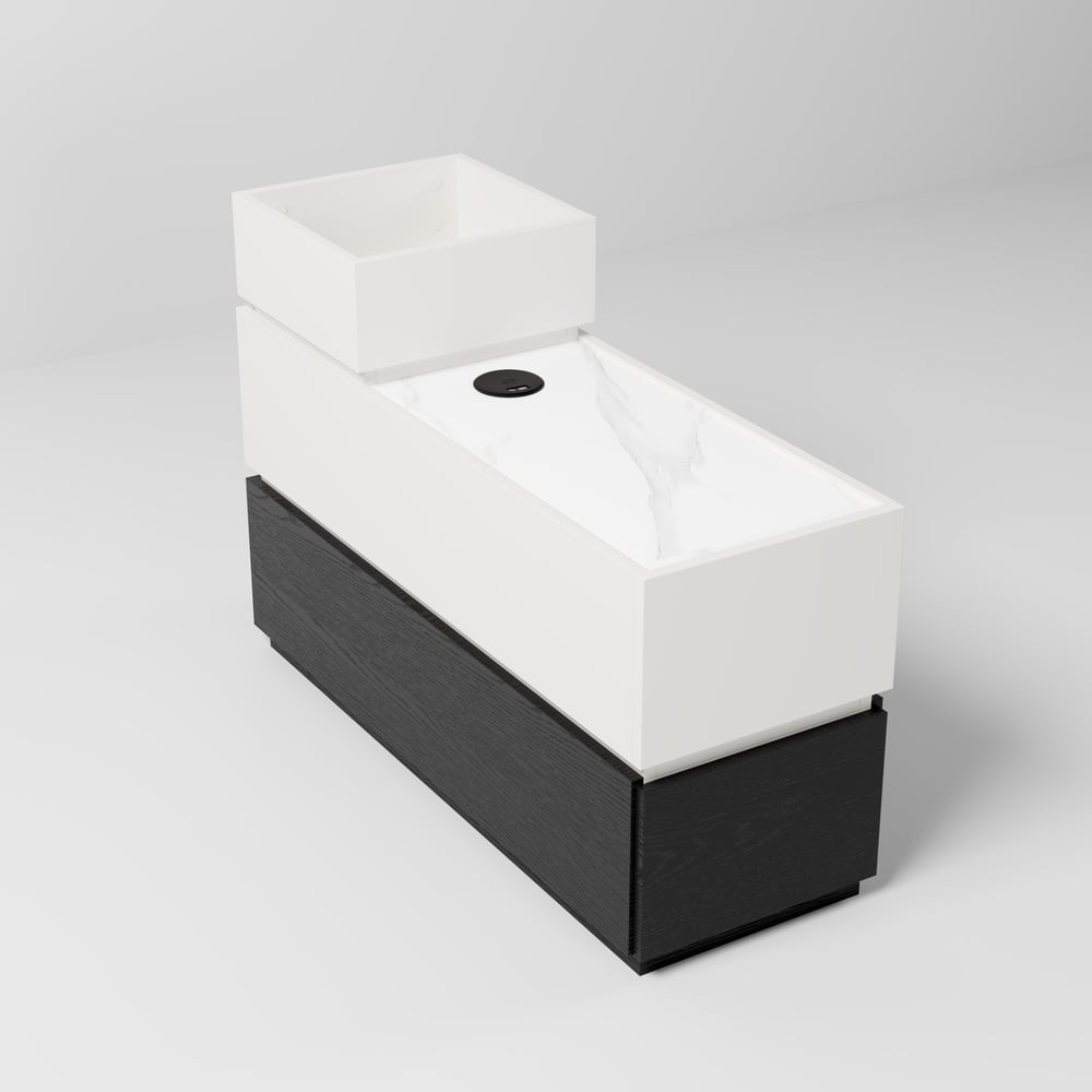 Sintered Stone Top Narrow Smart Side Table with Storage window image