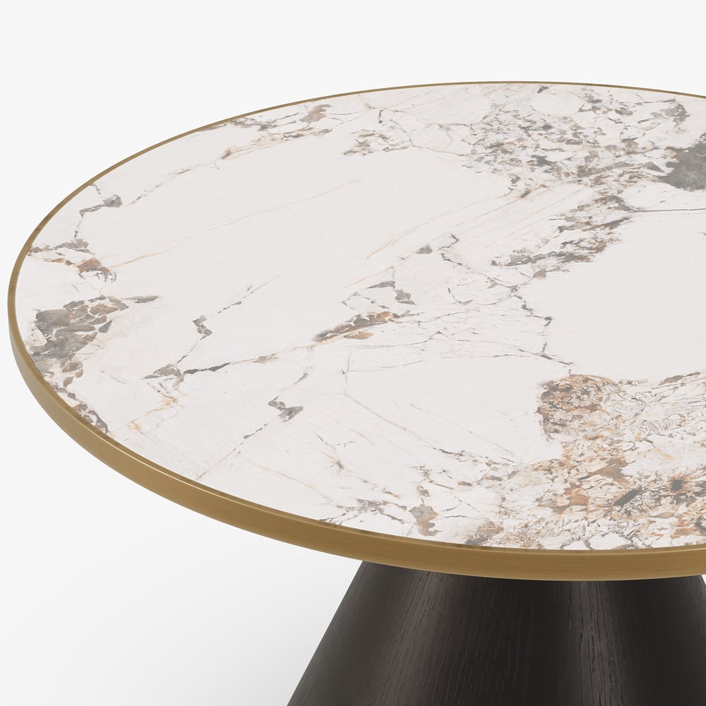 700mm kulatý černý slinutý kamenný konferenční stolek obrázek okna