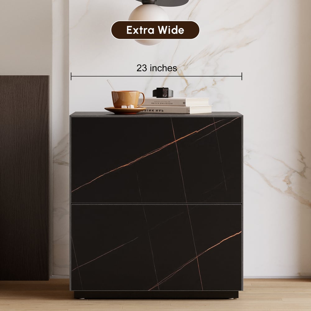 24" Sintered Stone 2-Drawer Floor Nightstand Set of 2 window image