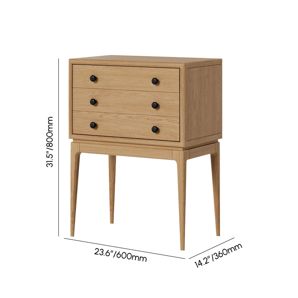 Tanic Mid Century Modern Chest Cabinet with Storage 3 Drawers of Ash Wood weights dimensions image