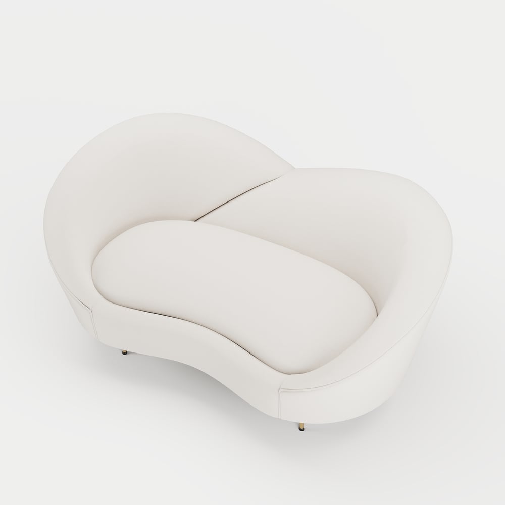 1600mm Modern White Velvet Upholstered Large 2-Seater Curved Sofa window image