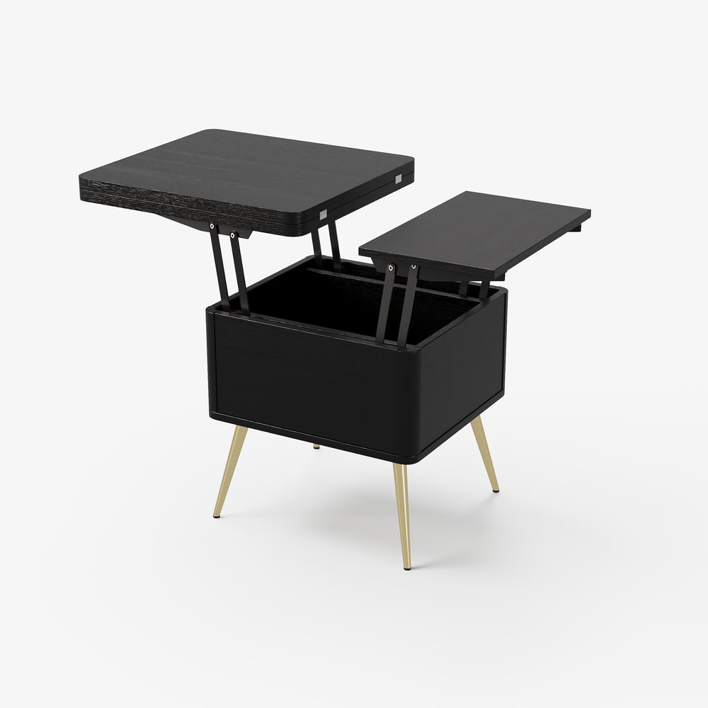 Modern Multi-functional Coffee Table Extendable with Storage & Lift Top in Black window image