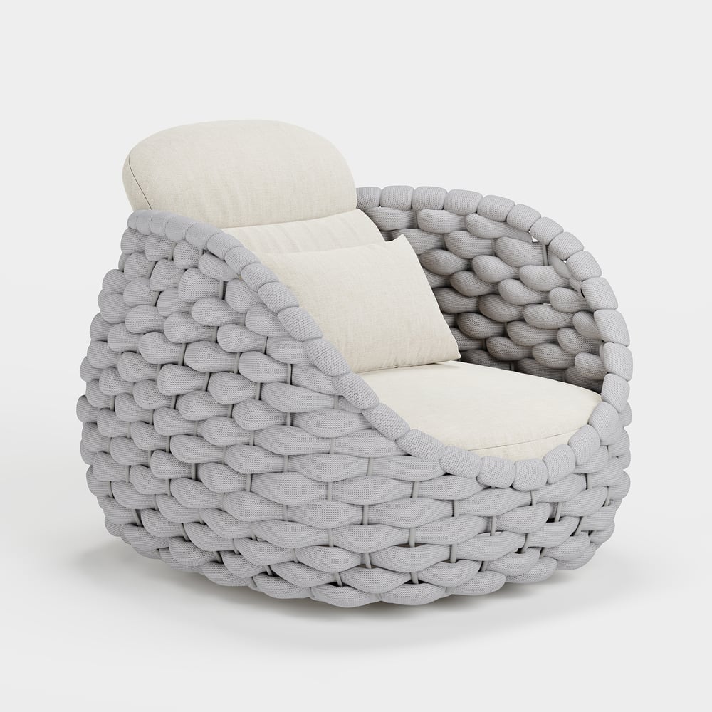 Tatta Outdoor Woven Rope Rotatable Swivel Base Chair window image