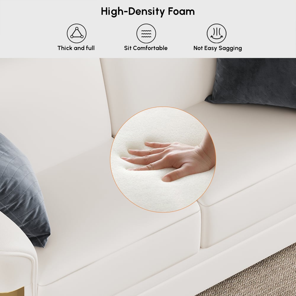 Modern Faux Leather Living Room Sofa Set in White Set of 3 window image