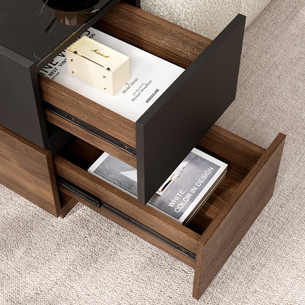 Sintered Stone Top Narrow Smart Side Table with Storage window image