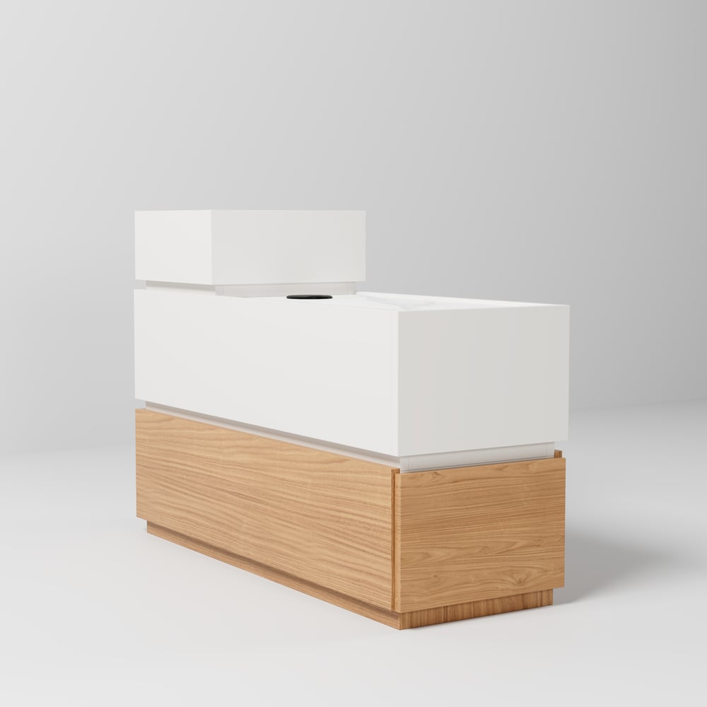 Table d'appoint intelligente étroite avec plateau en pierre frittée avec rangement image de fenêtre