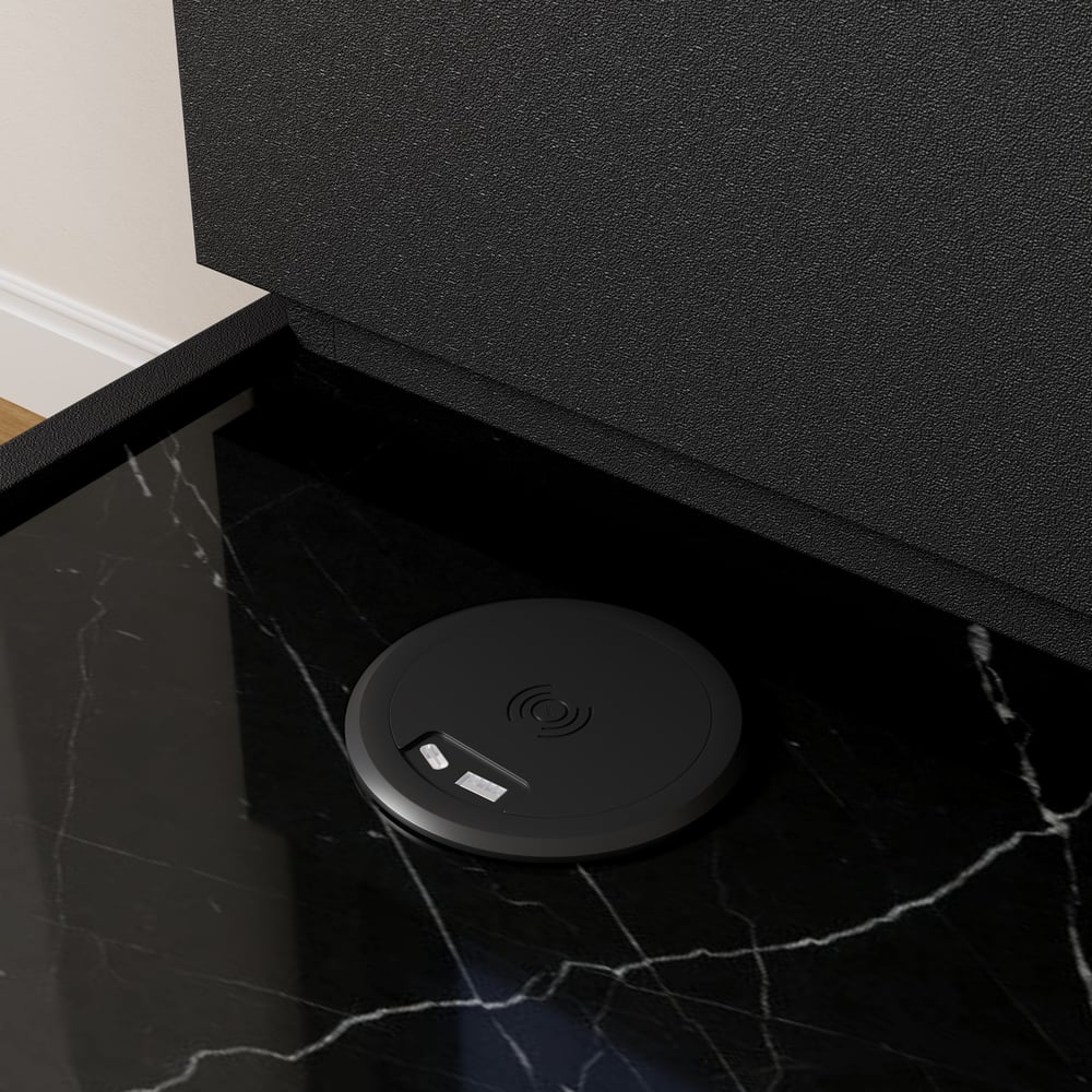 Sintered Stone Top Narrow Smart Side Table with Storage window image