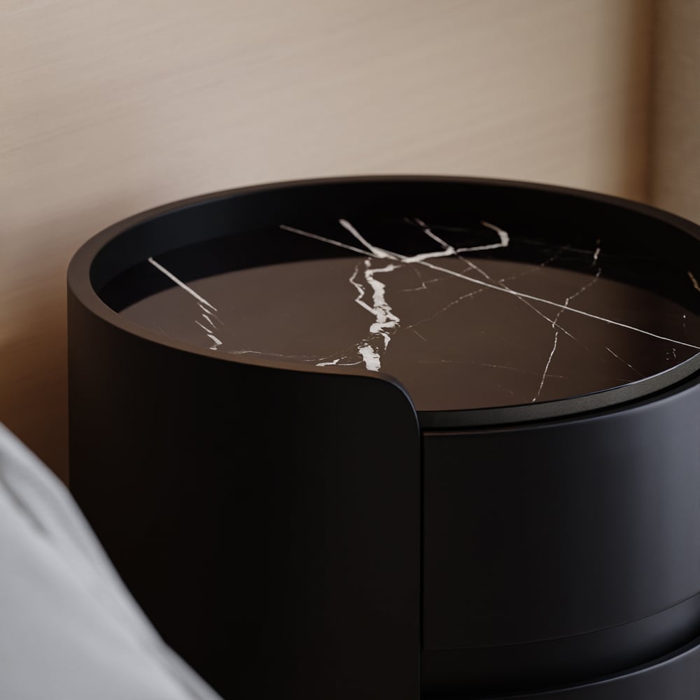 Tables de chevet blanches modernes avec 3 tiroirs en marbre et cuir image de fenêtre