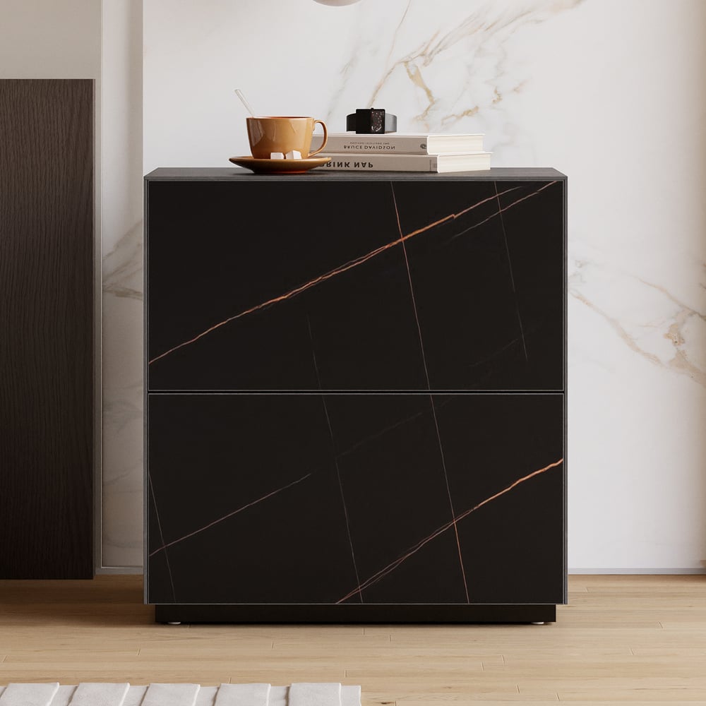 24" Sintered Stone 2-Drawer Floor Nightstand Set of 2 window image