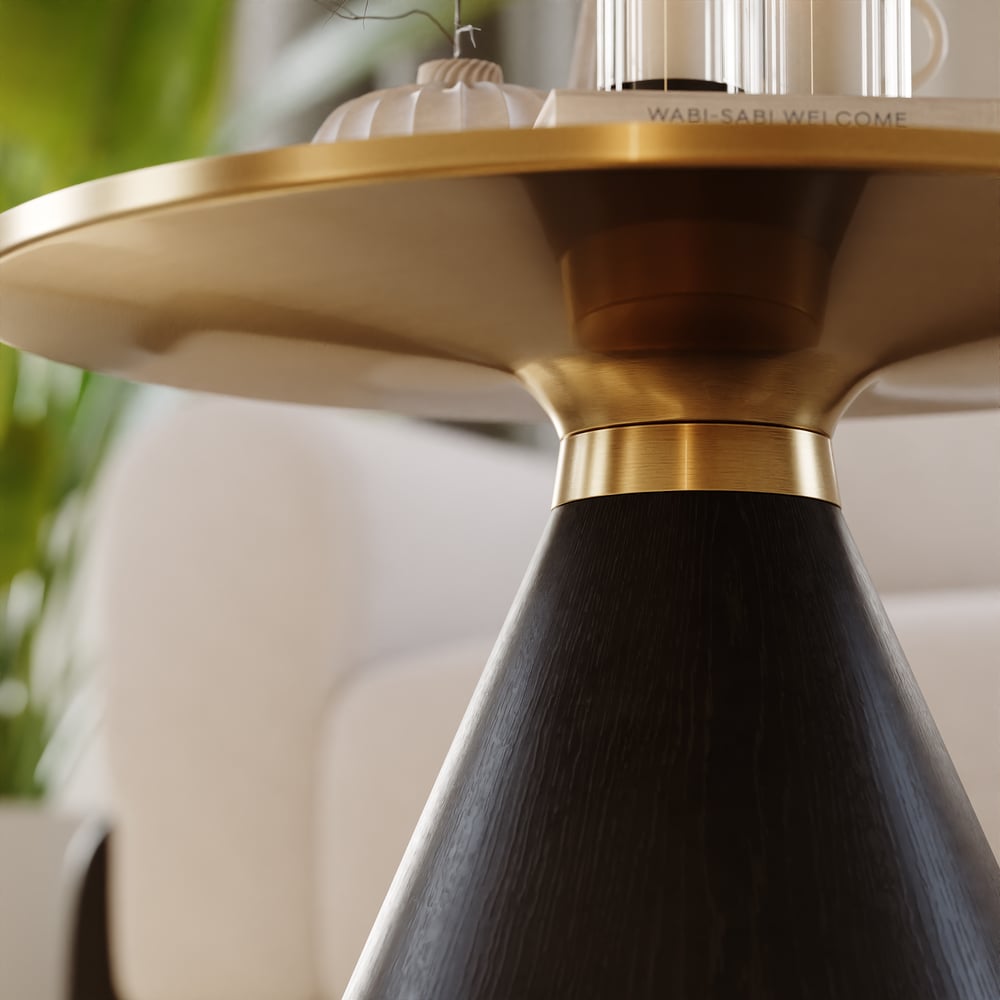 700mm kulatý černý slinutý kamenný konferenční stolek obrázek okna