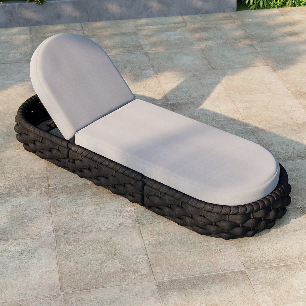 Tatta Woven Rope Outdoor Dark Gray Adjustable Patio Chaise Lounge window image