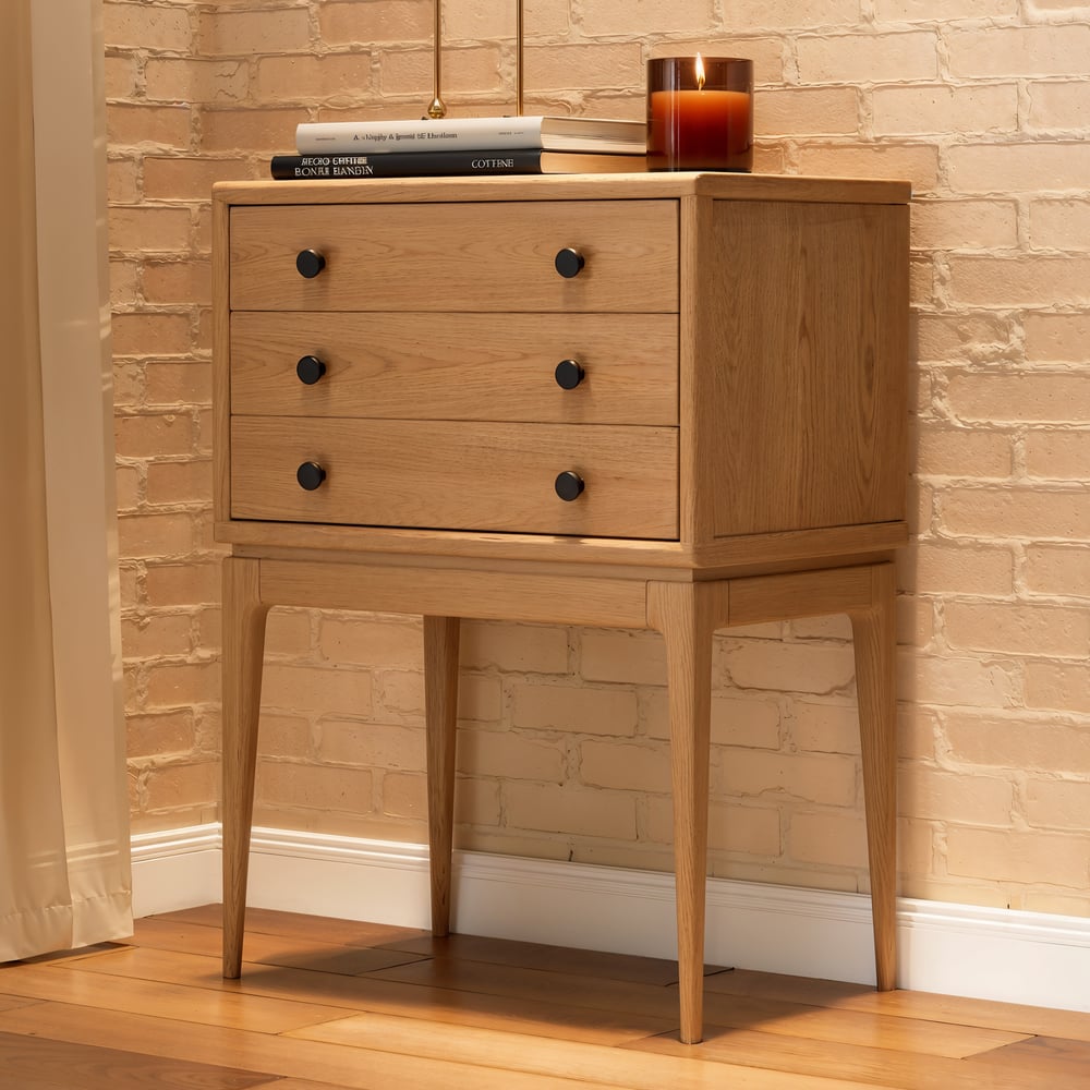 Tanic Mid Century Modern Chest Cabinet with Storage 3 Drawers of Ash Wood window image