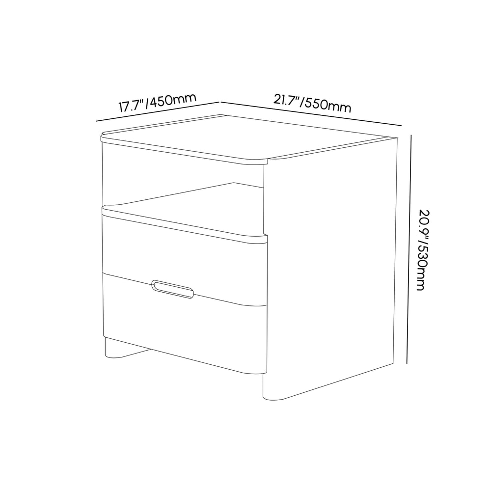 Modern Sintered Stone Top Nightstand with Drawers & Shelf weights dimensions image