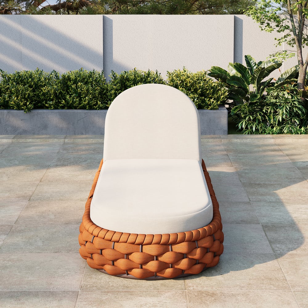 Tatta Woven Rope Outdoor Orange Adjustable Patio Chaise Lounge window image