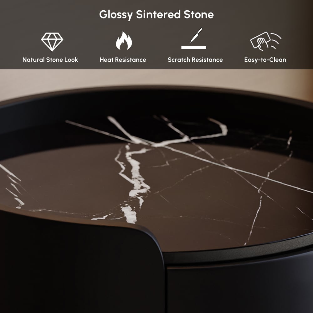 Tables de chevet blanches modernes avec 3 tiroirs en marbre et cuir image de fenêtre