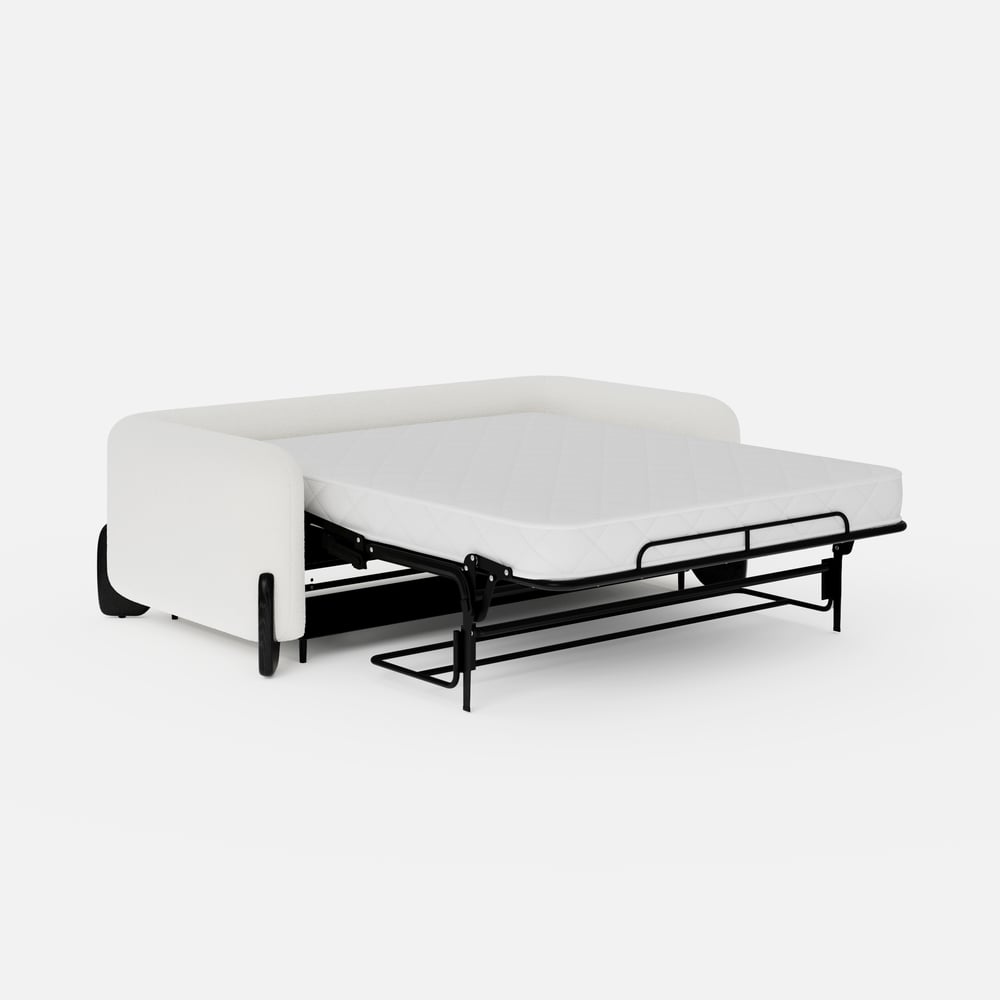 83" Curva Queen 3-Seater Boucle Pop Up Sleeper Sofa with Mattress window image