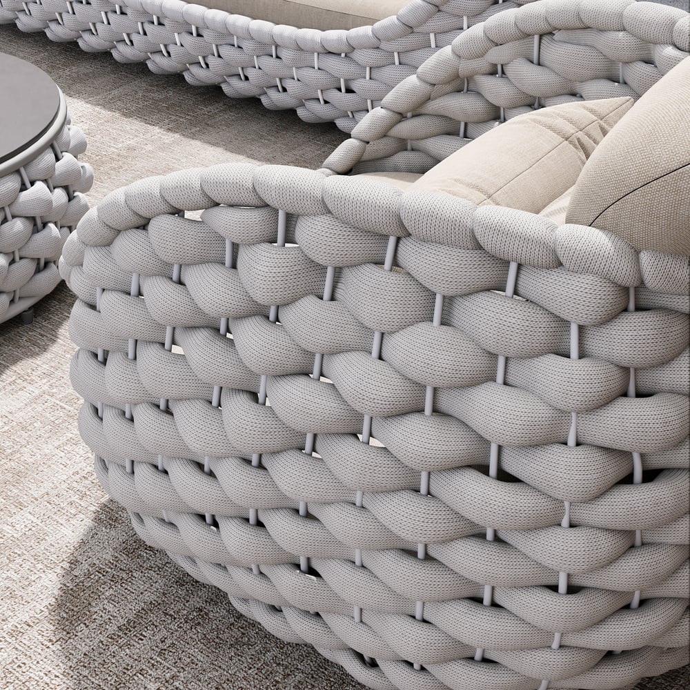 Tatta Outdoor Woven Rope Rotatable Swivel Base Chair window image