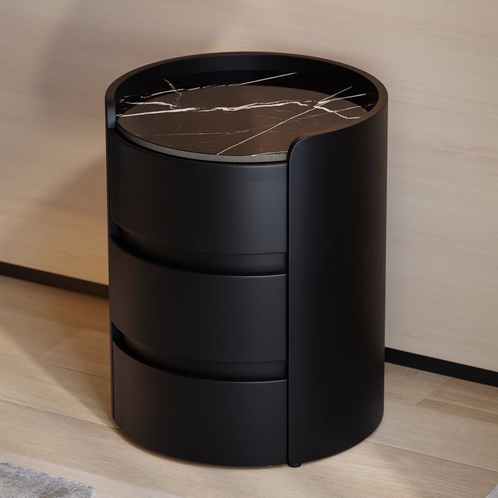 Tables de chevet blanches modernes avec 3 tiroirs en marbre et cuir image de fenêtre