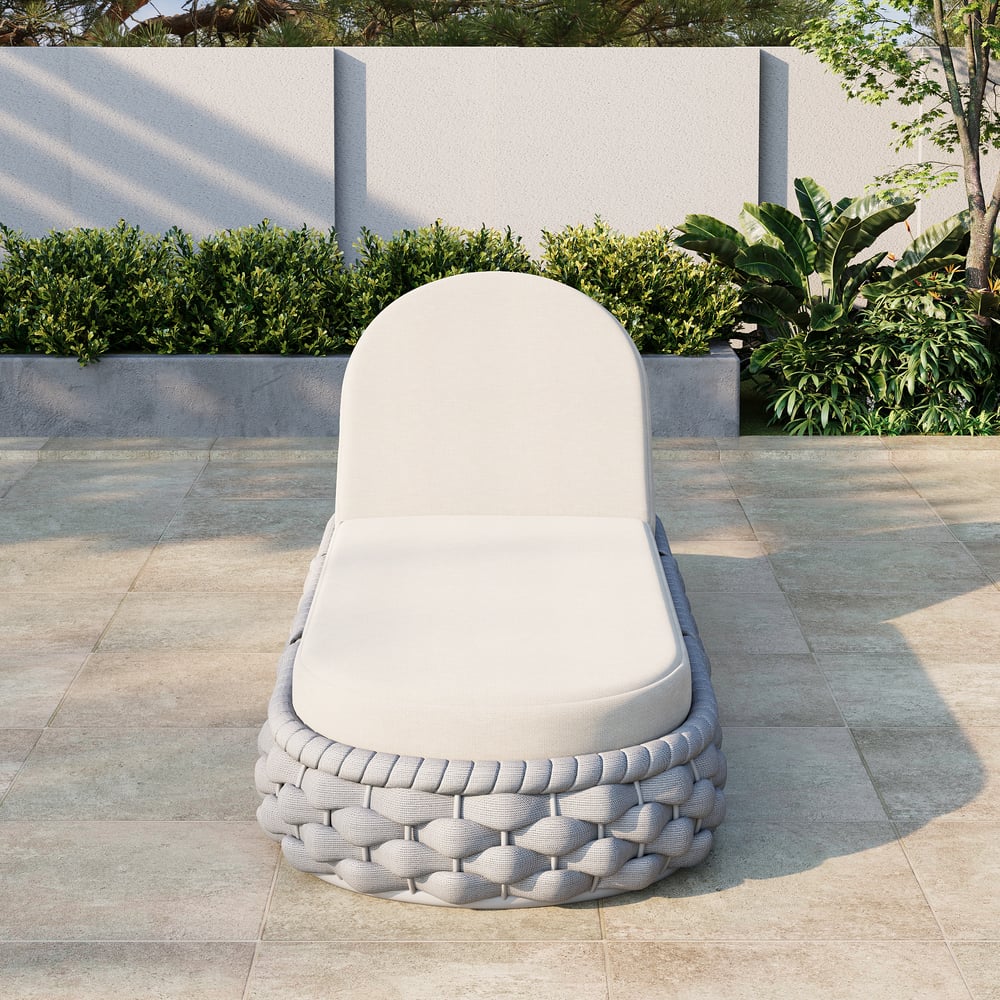 Tatta Woven Rope Outdoor Light Gray Adjustable Patio Chaise Lounge window image