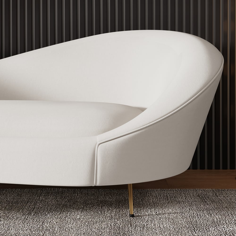 93" Modern White Velvet Upholstered Large 3-Seater Curved Sofa window image