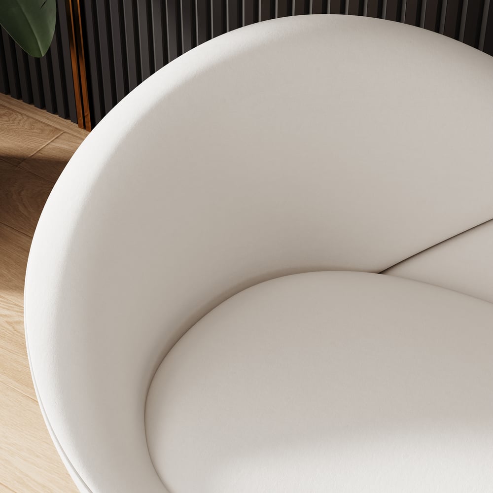 1600mm Modern White Velvet Upholstered Large 2-Seater Curved Sofa window image