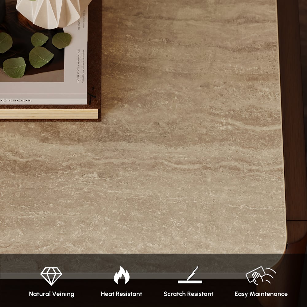 Modern Sintered Stone Top Nightstand with Drawers & Shelf window image