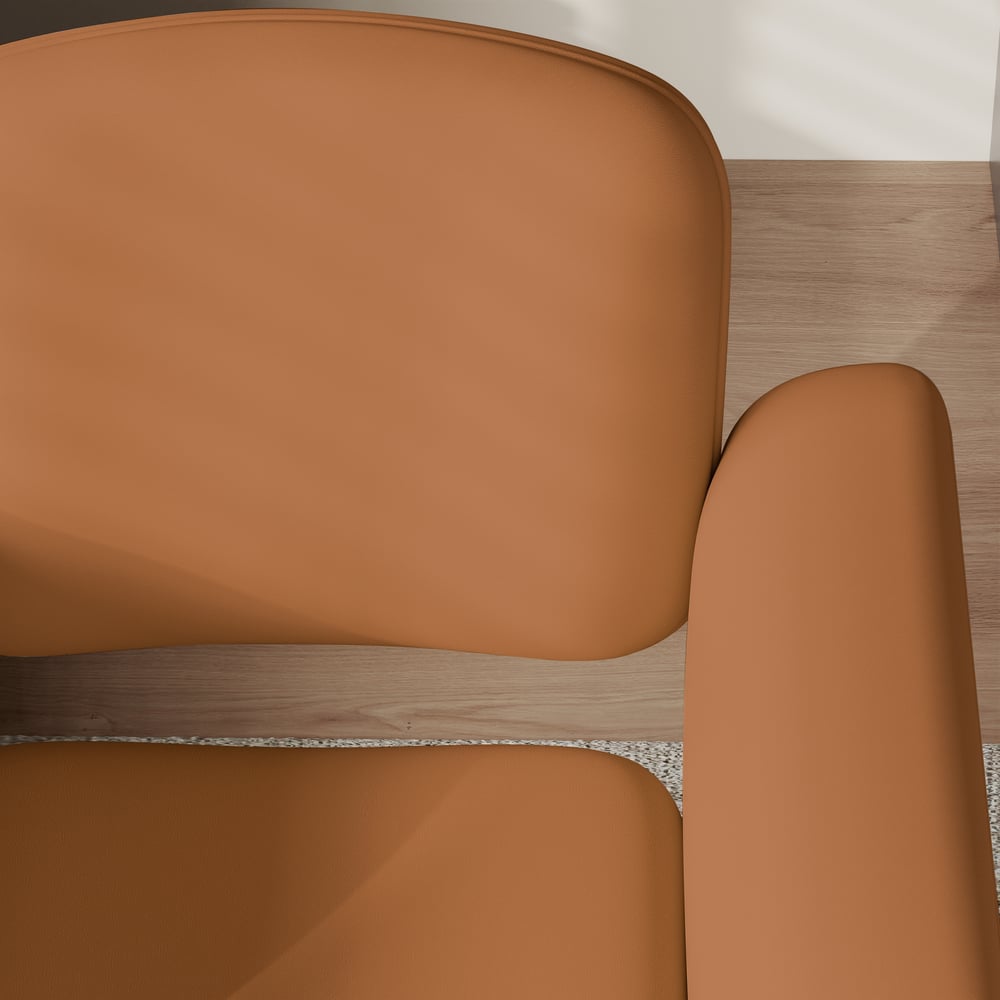 Wood & Faux Leather Office Chair - Ergonomic Adjustable Swivel (Brown) window image