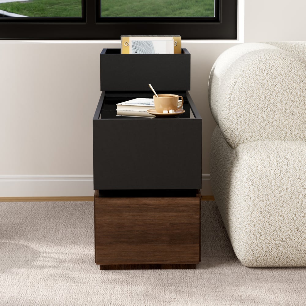 Sintered Stone Top Narrow Smart Side Table with Storage window image