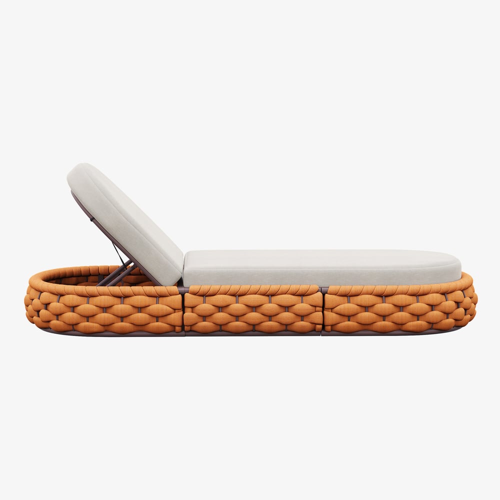 Tatta Woven Rope Outdoor Orange Adjustable Patio Chaise Lounge window image