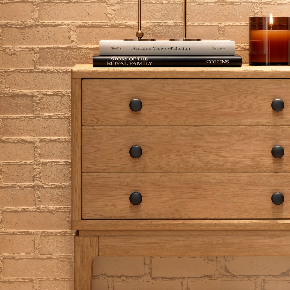 Tanic Mid Century Modern Chest Cabinet with Storage 3 Drawers of Ash Wood window image