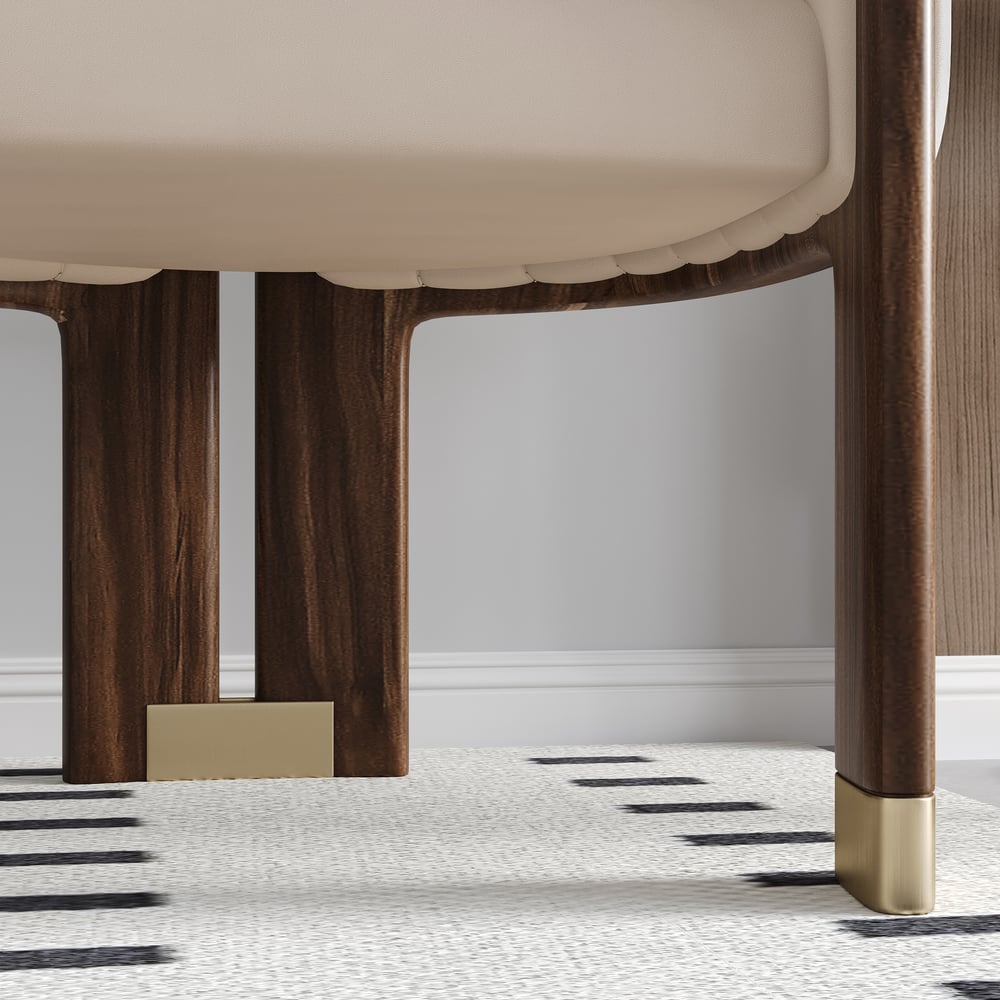 Faux Leather Fluted Upholstered Accent Chair with Wood Frame window image