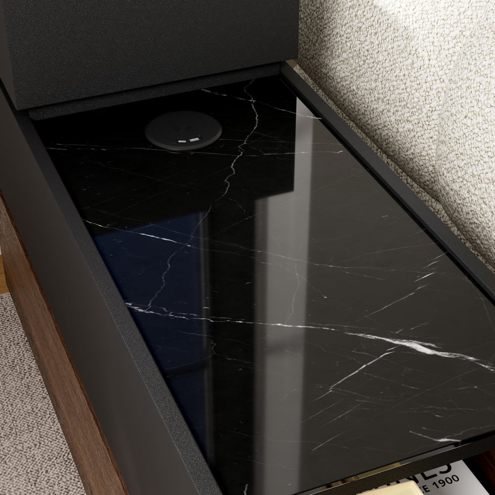 Sintered Stone Top Narrow Smart Side Table with Storage window image