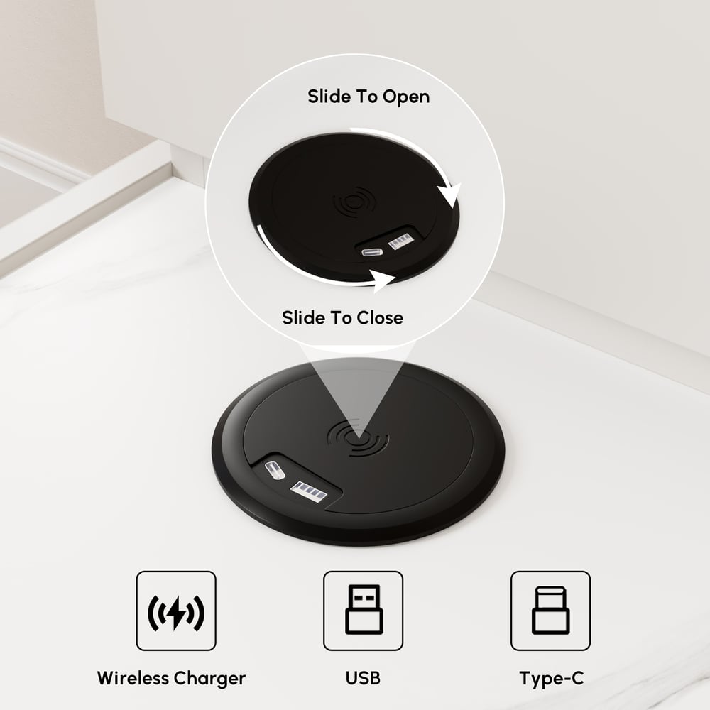 Sintered Stone Top Narrow Smart Side Table with Storage window image