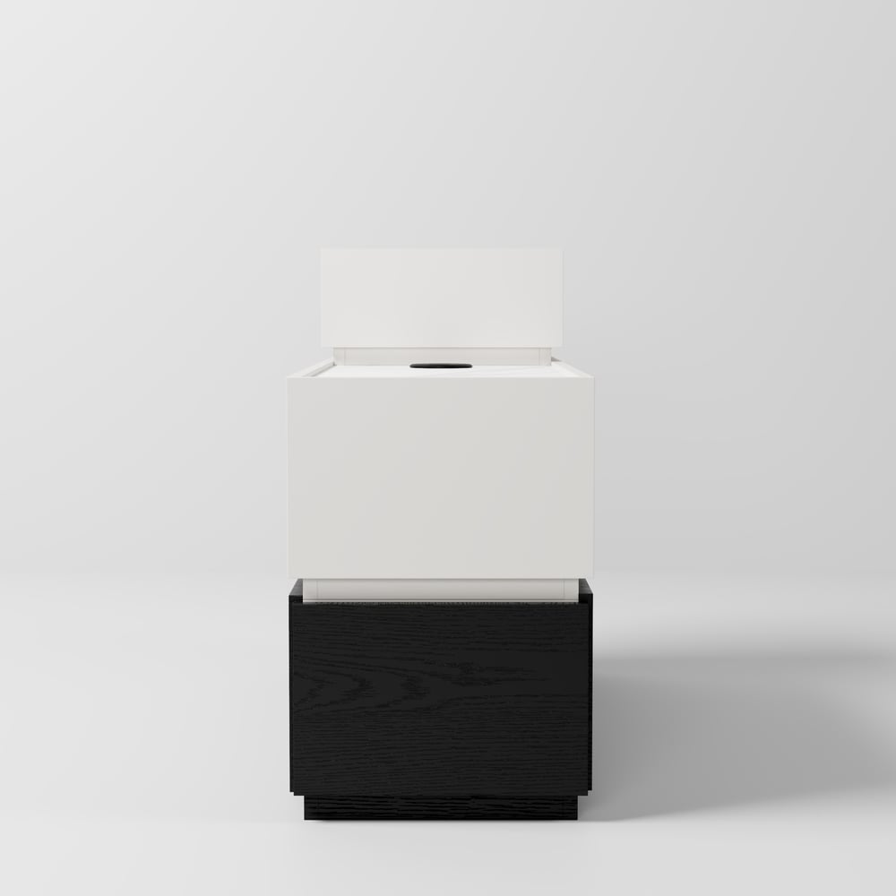 Sintered Stone Top Narrow Smart Side Table with Storage window image