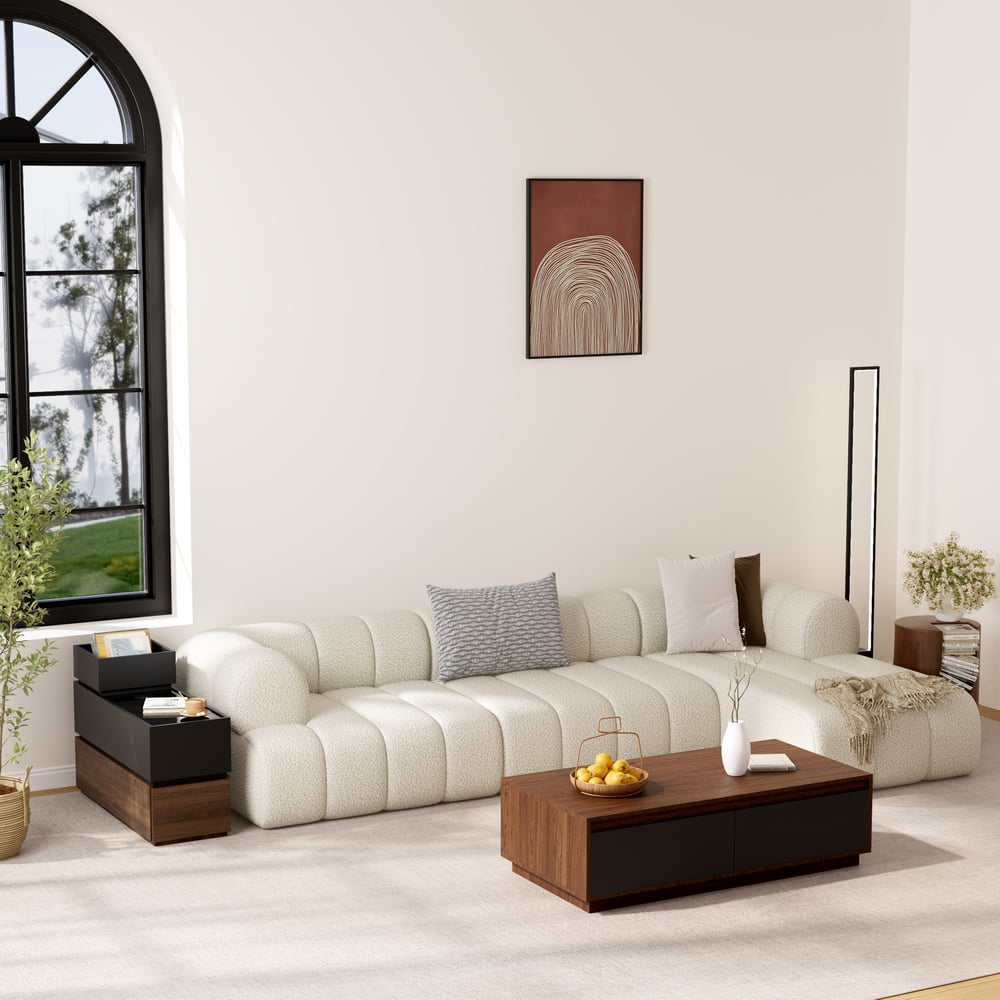 Sintered Stone Top Narrow Smart Side Table with Storage window image