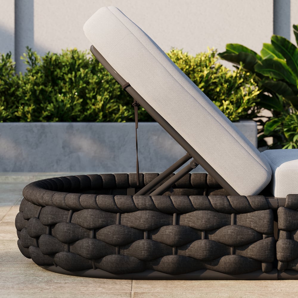 Tatta Woven Rope Outdoor Dark Gray Adjustable Patio Chaise Lounge window image