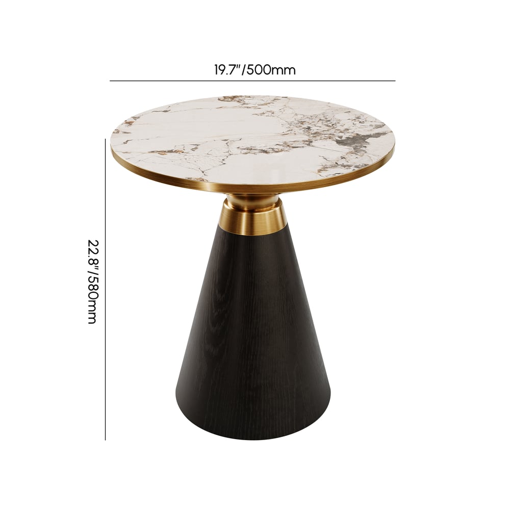 Round Black End Table with Sintered Stone Top weights dimensions image